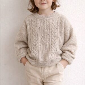 Toddler Cream Cable Knit Sweater | Cozy Neutral Pullover | Korean Style | 2T
